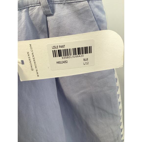 MØN RENN Lisle Pant - Light Blue Women’s Size Large (12) Embroidered Pants $189 - Picture 2 of 9